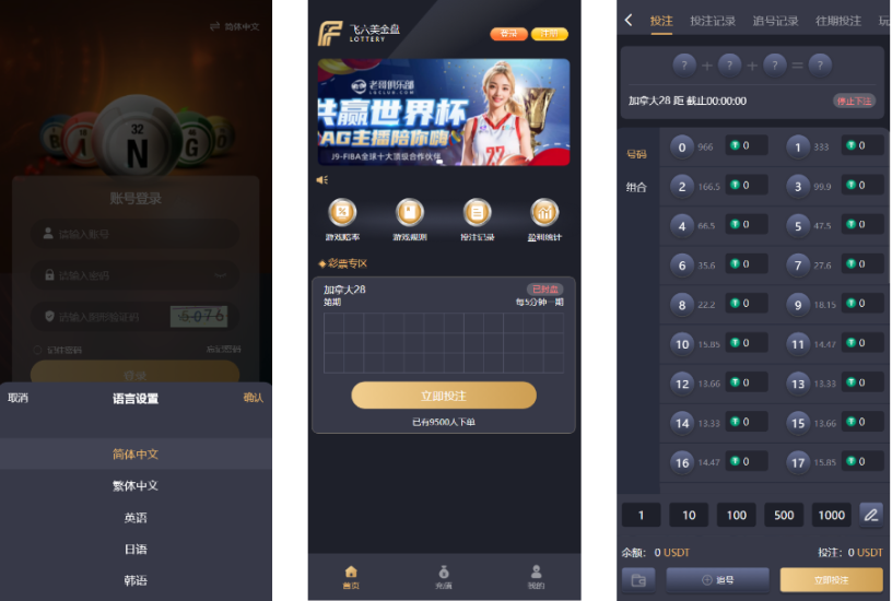 <精品源码>加拿大28系统多语言版彩票系统源码 – Vue前端+Java后端 | 飞六美金盘 | 多玩法追号 | USDT充值支持