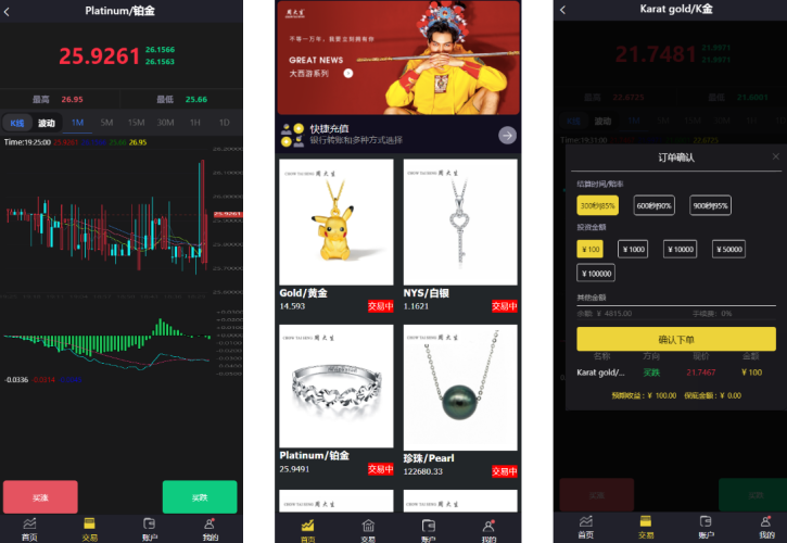 <精品源码>贵金属微盘源码/黄金微交易系统/白银黄铜微盘源码/外汇期货贵金属虚拟币交易微盘系统源码