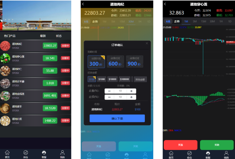 完美版三语言微交易系统/微盘源码/K线正常/投资理财源码